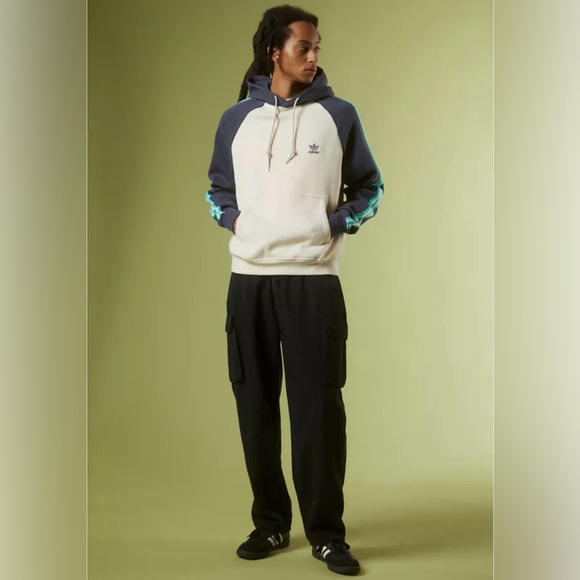 Adidas Cream and Navy Hoodie with Teal Accents